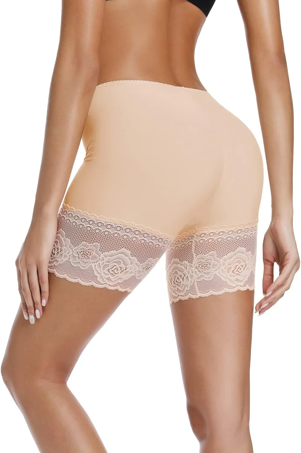 JOYSHAPER Slip Shorts for Under Dresses Women Elastic Anti Chafing Underwear Lace Slip Yoga Biker Shorts Boxer Briefs