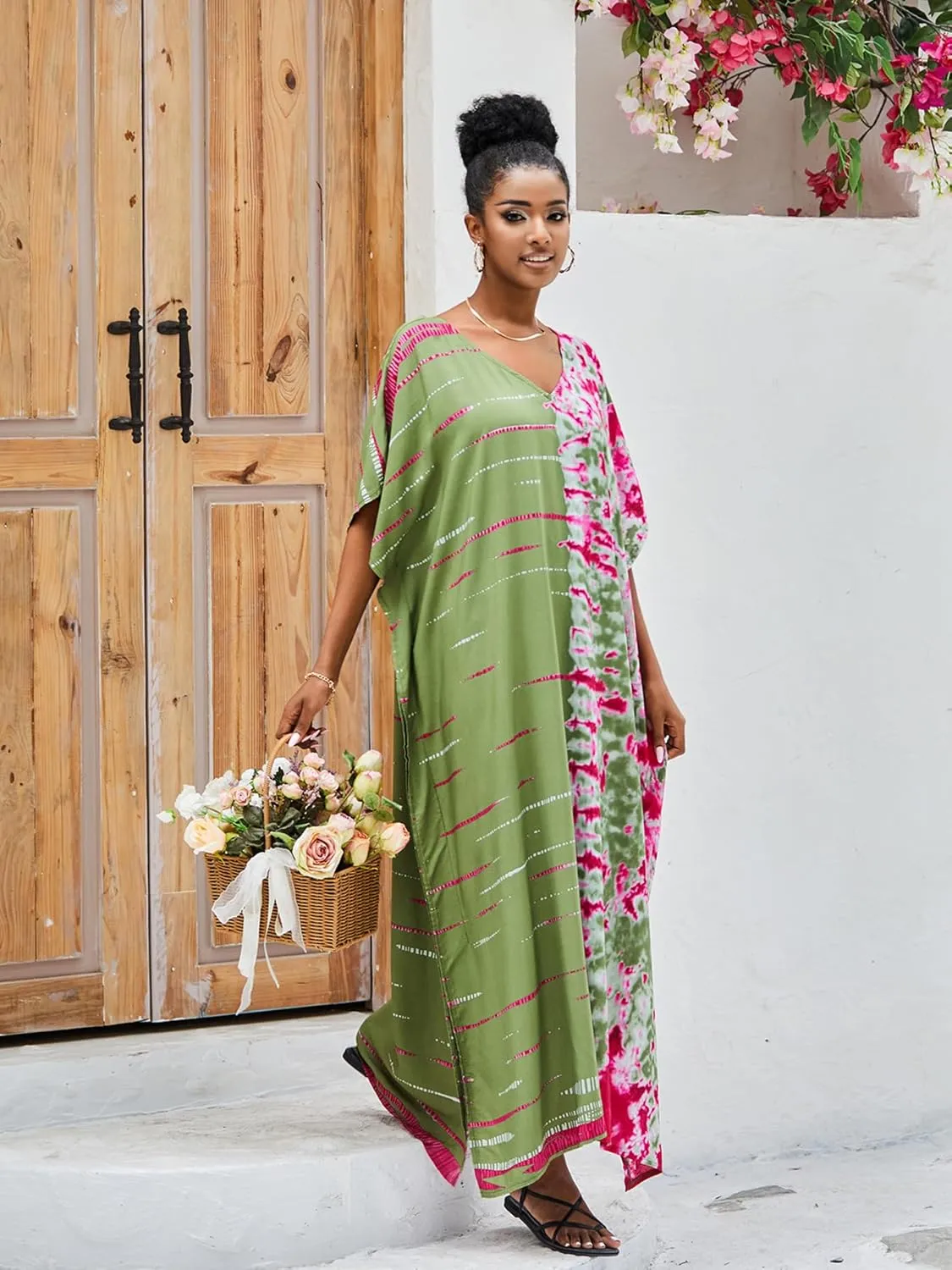 Kaftan for Women Plus Size Bathing Suit Cover up Batwing Dress Loose fit Moroccan Caftan mumu Dresses for Women