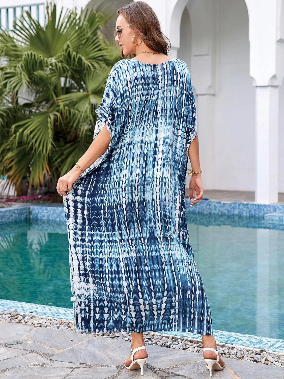 Kaftan for Women Plus Size Bathing Suit Cover up Batwing Dress Loose fit Moroccan Caftan mumu Dresses for Women