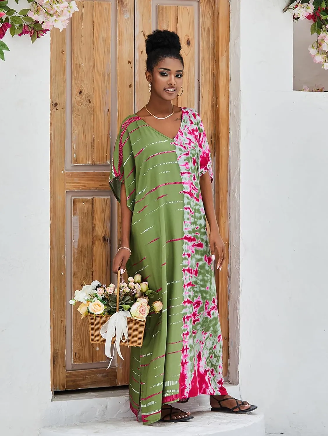 Kaftan for Women Plus Size Bathing Suit Cover up Batwing Dress Loose fit Moroccan Caftan mumu Dresses for Women