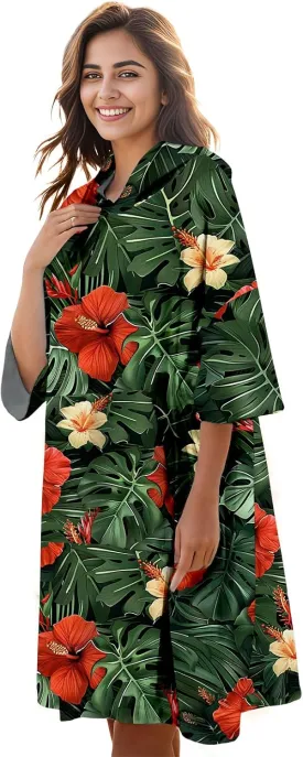 KFUBUO Surf Poncho Changing Towel Swim Robe with Pocket Plus Size Terry Cloth Swim Cover Up for Women Towel Poncho Hoodie