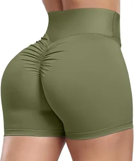 KIWI RATA Scrunch Workout Shorts for Women High Waisted Booty Shorts Butt Lift Yoga Gym Shorts