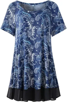 LARACE Plus Size Tunic Tops for Womens Summer Clothes Dressy Round Neck Short Sleeve Shirts Flowy Chiffon Blouses
