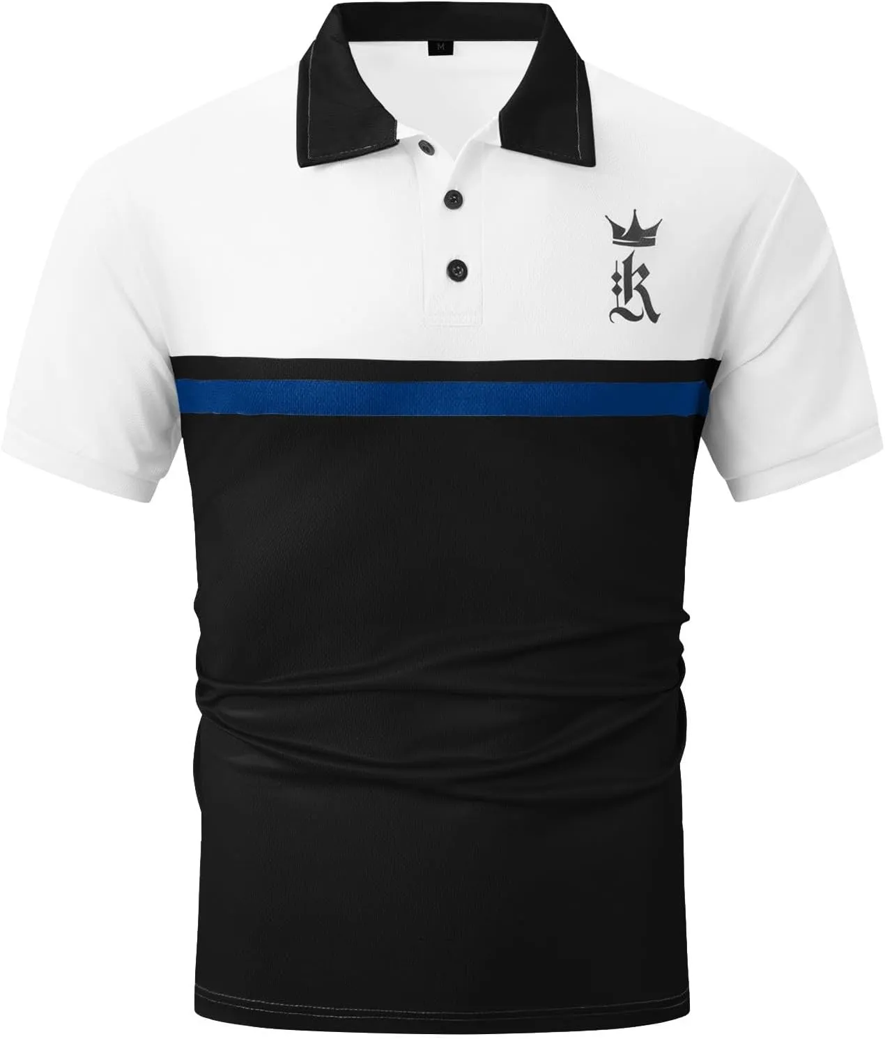 LCMTWX Men's Polo Shirts Fashionable Printed Button Color Blocking Sports T Shirt Slim Fit Tee Shirts for Men Casual