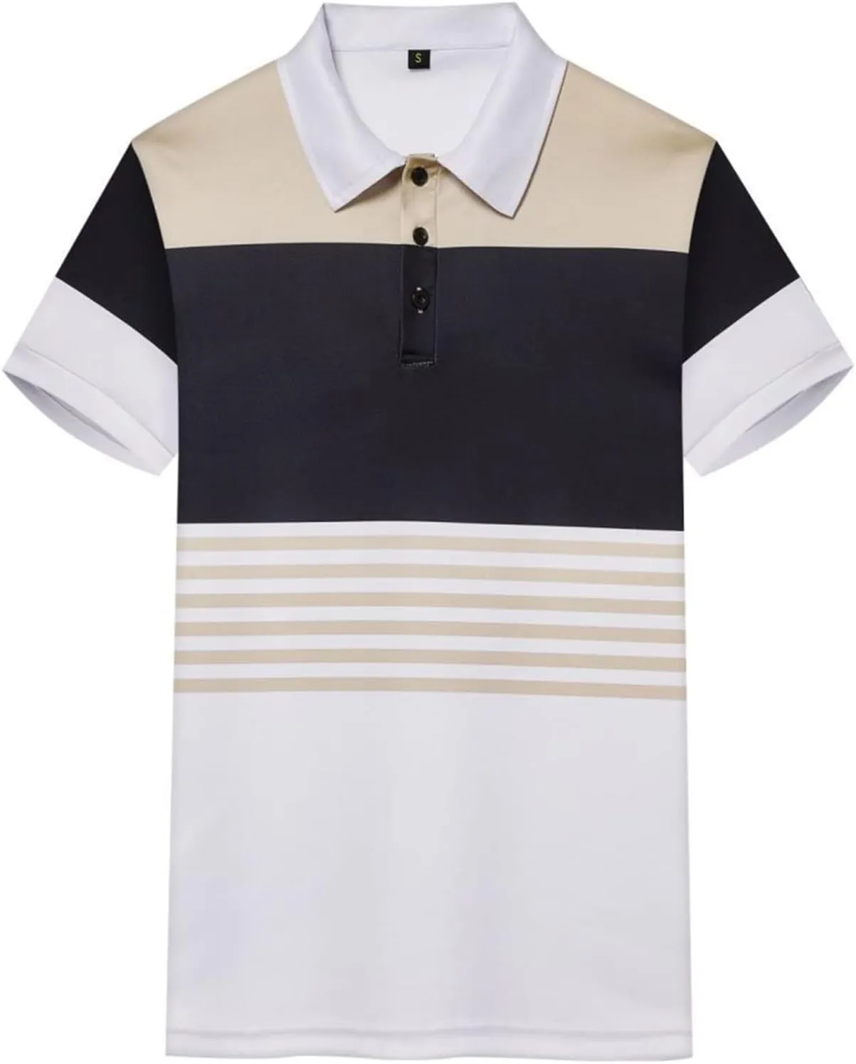 LCMTWX Men's Polo Shirts Fashionable Printed Button Color Blocking Sports T Shirt Slim Fit Tee Shirts for Men Casual