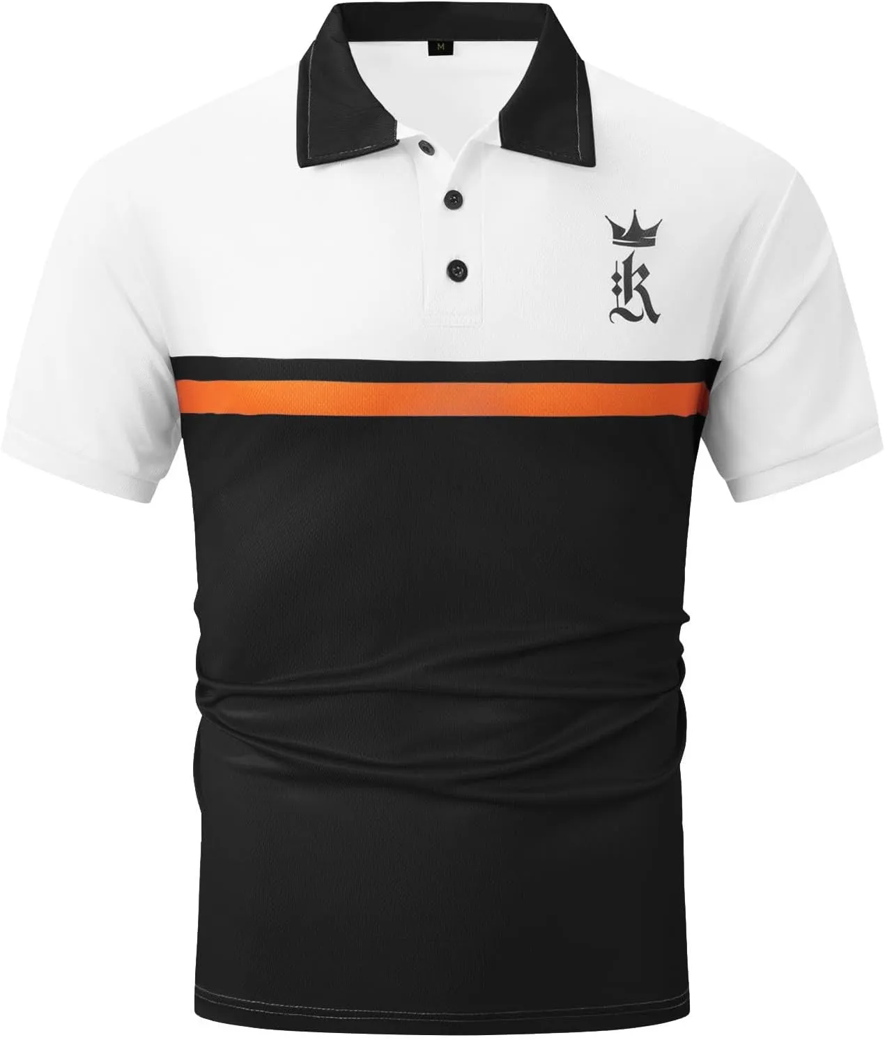 LCMTWX Men's Polo Shirts Fashionable Printed Button Color Blocking Sports T Shirt Slim Fit Tee Shirts for Men Casual