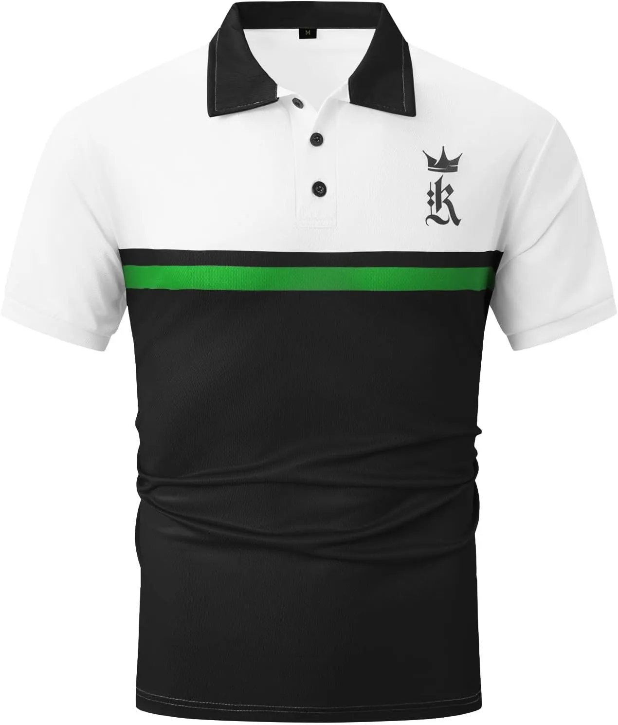 LCMTWX Men's Polo Shirts Fashionable Printed Button Color Blocking Sports T Shirt Slim Fit Tee Shirts for Men Casual