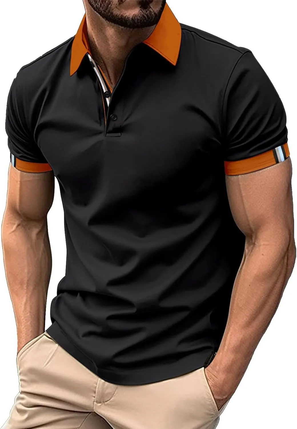 LCMTWX Polo Shirts for Men 2024 Button Up Shirt for Sports and Leisure Polo Shirts Polo Shirts for Men Men's Golf Polo Men
