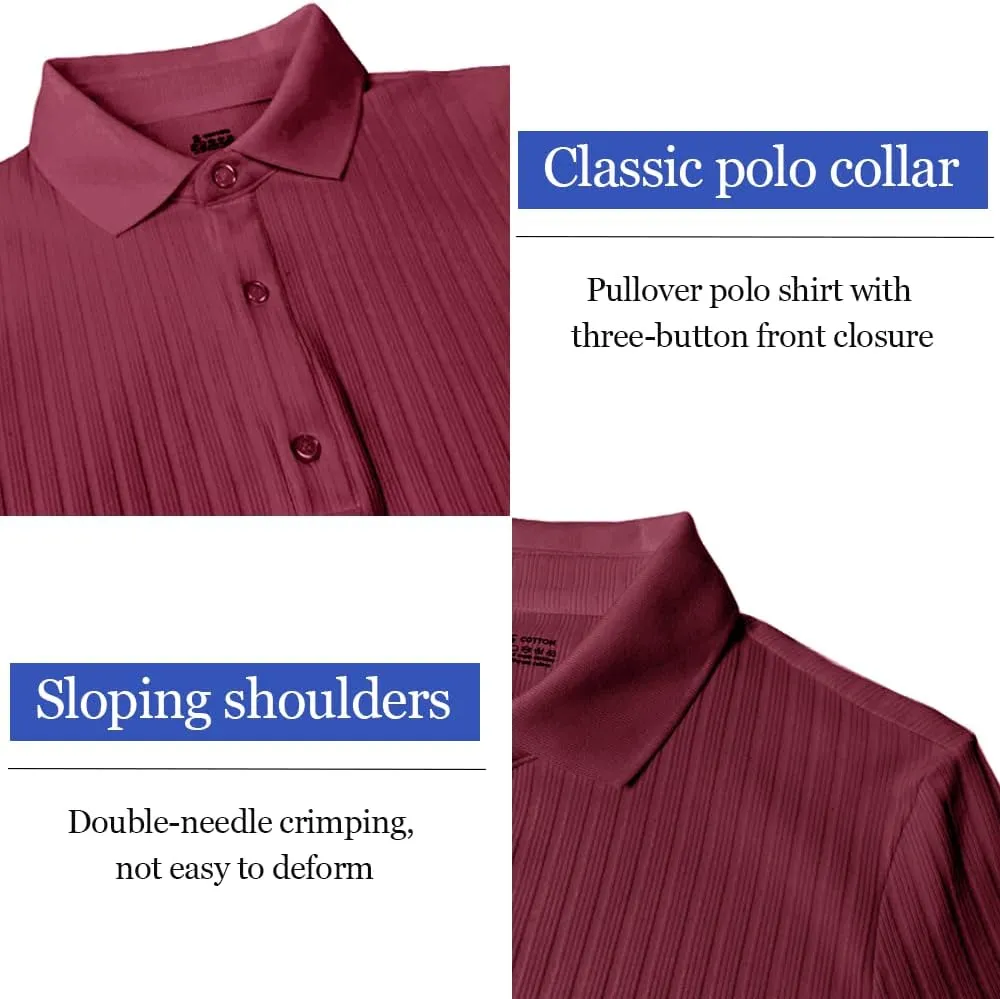 Lehmanlin Men's Stretch Muscle Shirts Long/Short Sleeve Cotton T Shirts Slim Fit Polo Shirt