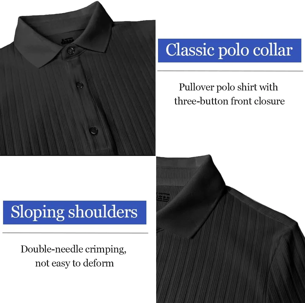 Lehmanlin Men's Stretch Muscle Shirts Long/Short Sleeve Cotton T Shirts Slim Fit Polo Shirt