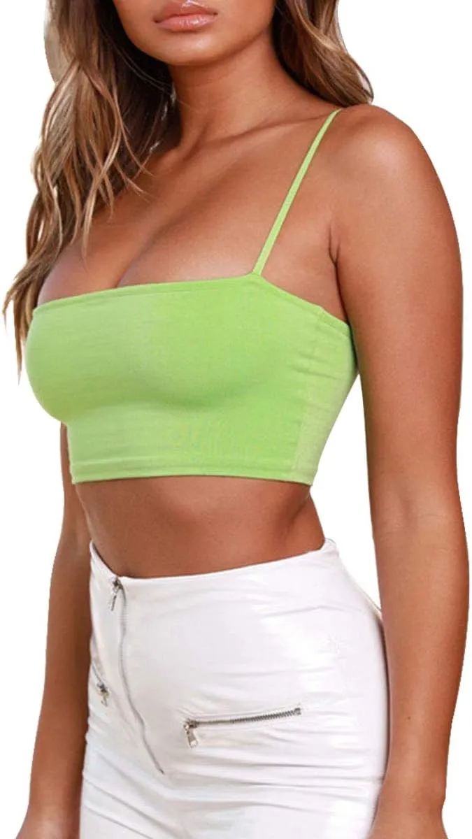 LuFeng Women's Crop Top Cami Camisole Summer Women Sexy Slim Sleeveless Backless Spaghetti Strap Tank Top