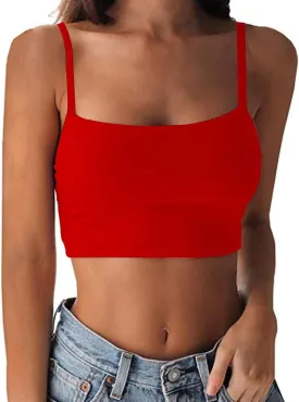 LuFeng Women's Crop Top Cami Camisole Summer Women Sexy Slim Sleeveless Backless Spaghetti Strap Tank Top