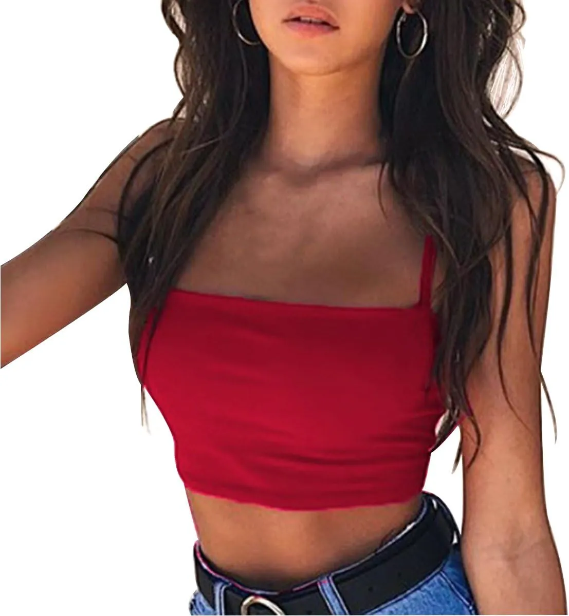 LuFeng Women's Crop Top Cami Camisole Summer Women Sexy Slim Sleeveless Backless Spaghetti Strap Tank Top