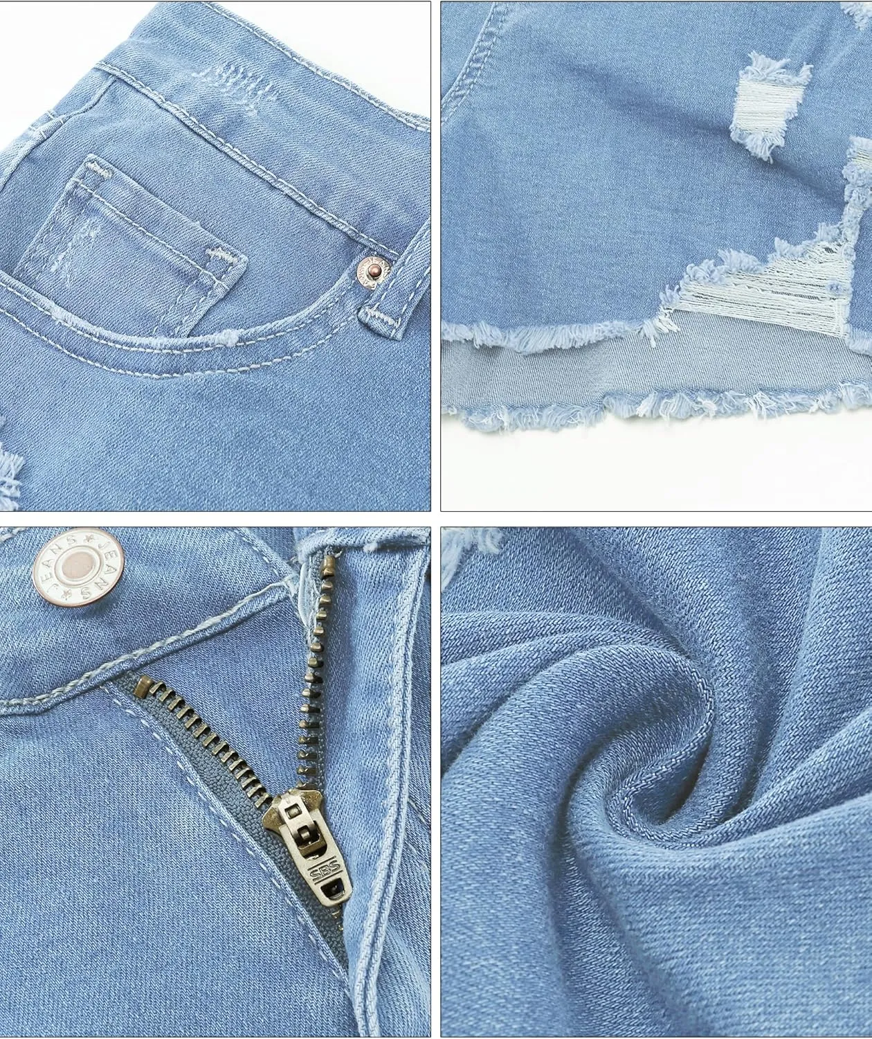 luvamia Jean Shorts for Women High Waisted Stretchy Distressed Denim Shorts Ripped Frayed Raw Hem Summer Casual Shorts