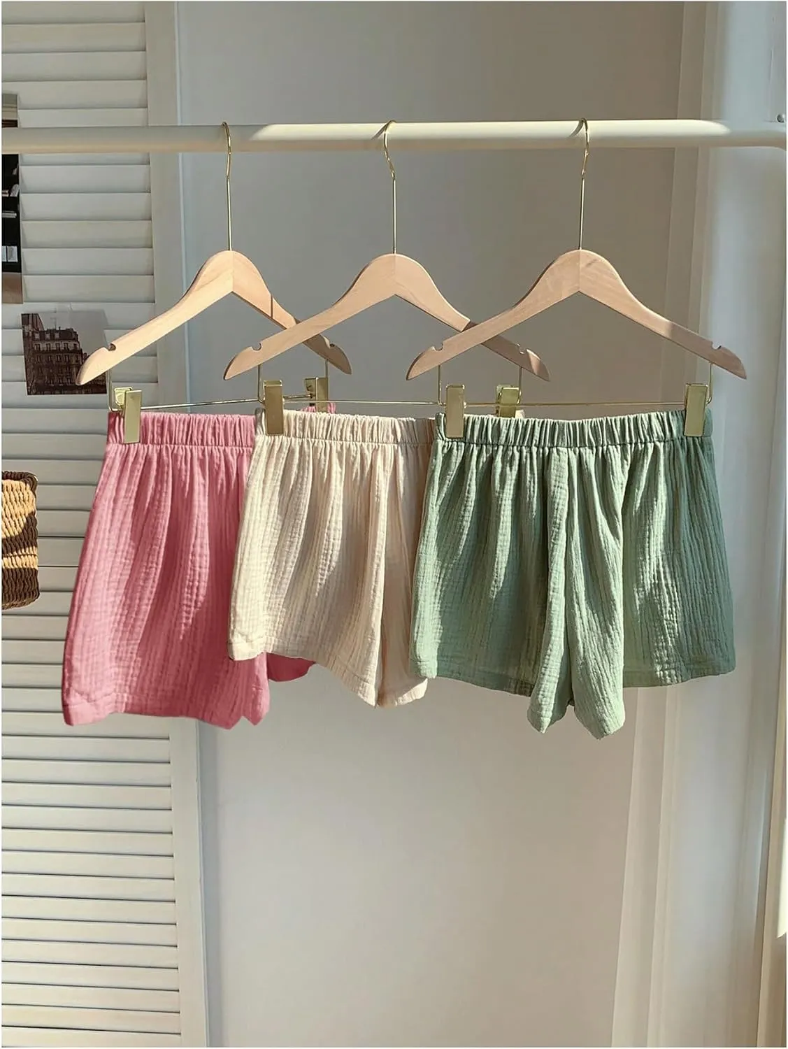 MakeMeChic Women's 3 Pack Linen Shorts Summer Comfy Sleep Pajama Boxer Shorts