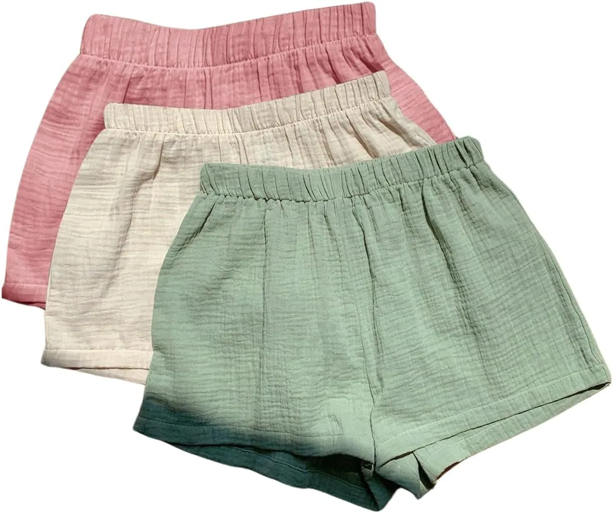 MakeMeChic Women's 3 Pack Linen Shorts Summer Comfy Sleep Pajama Boxer Shorts