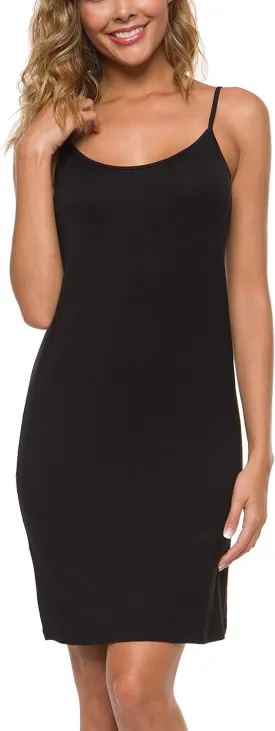 Malist Women Full Slip Crewneck Adjustable Spaghetti Strap Cami Under Dress