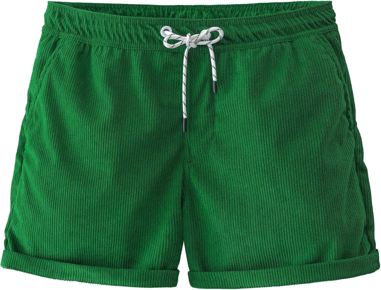 Men's Casual Drawstring Corduroy Shorts Elastic Waist Summer Shorts with Pocket