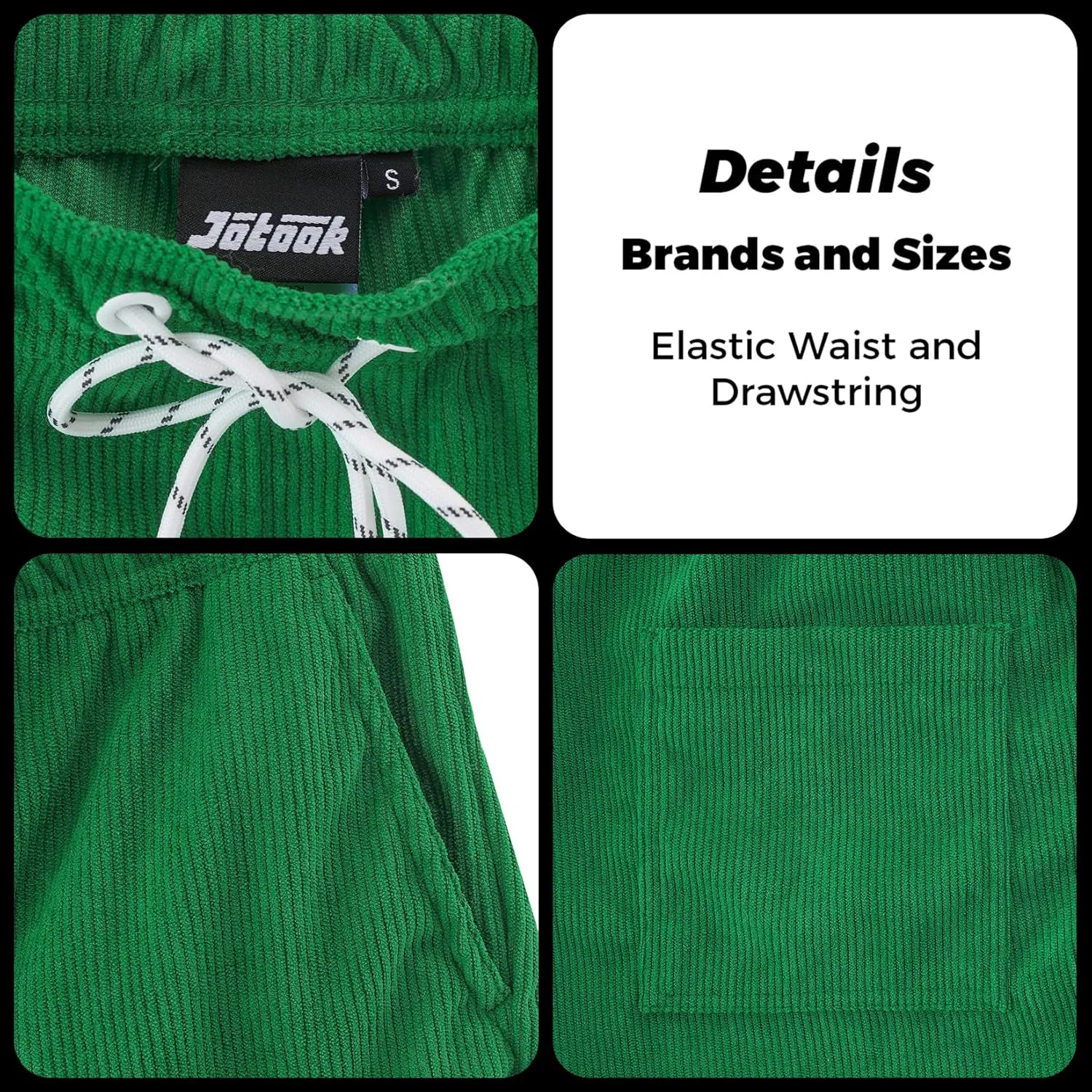 Men's Casual Drawstring Corduroy Shorts Elastic Waist Summer Shorts with Pocket