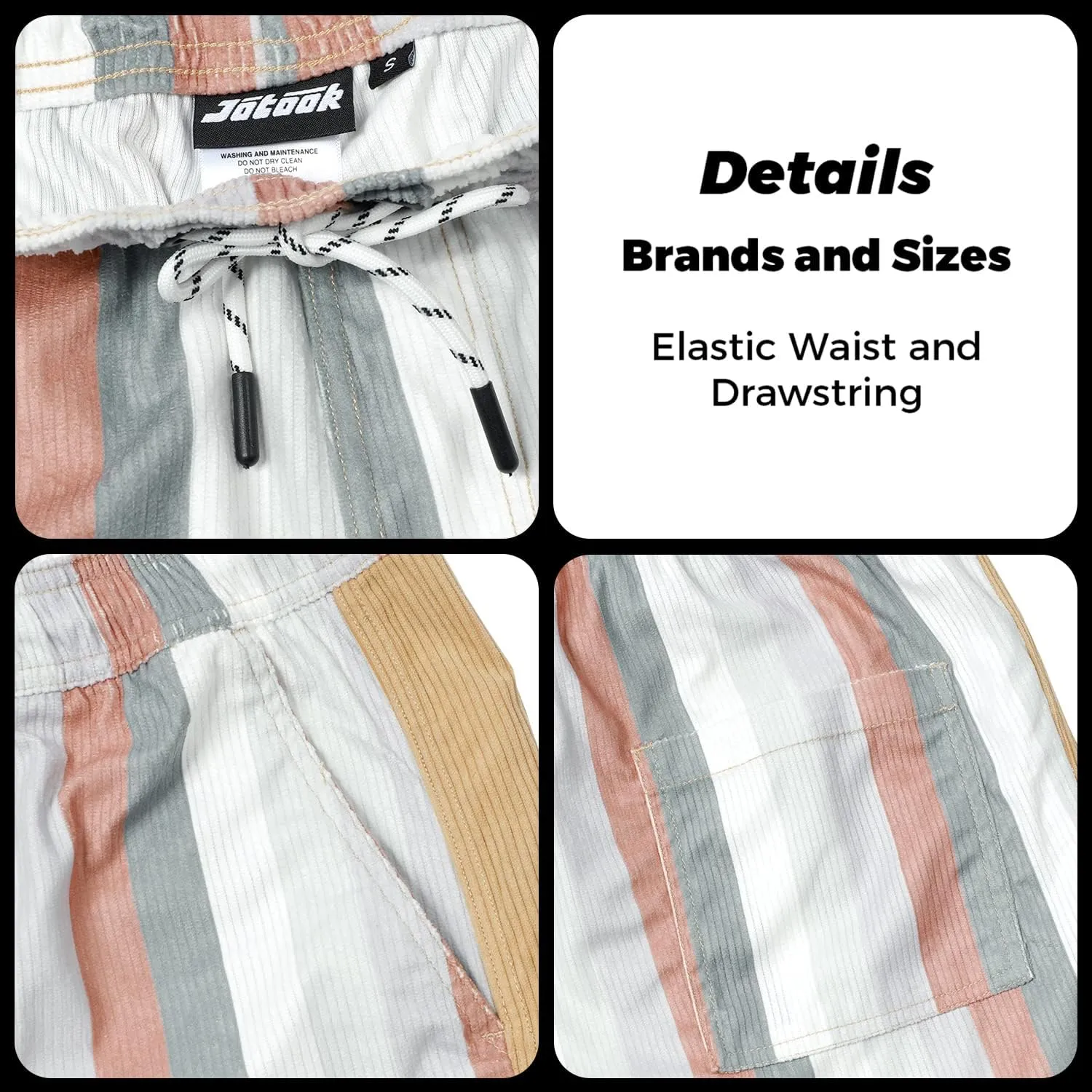 Men's Casual Drawstring Corduroy Shorts Elastic Waist Summer Shorts with Pocket
