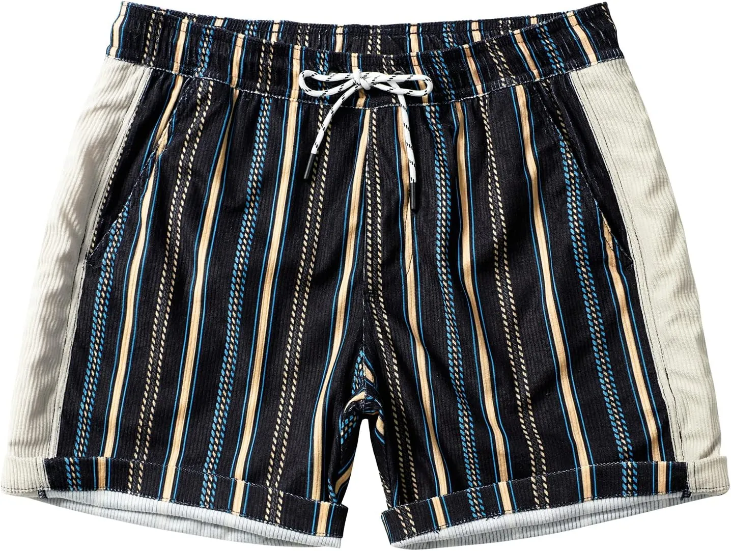Men's Casual Drawstring Corduroy Shorts Elastic Waist Summer Shorts with Pocket