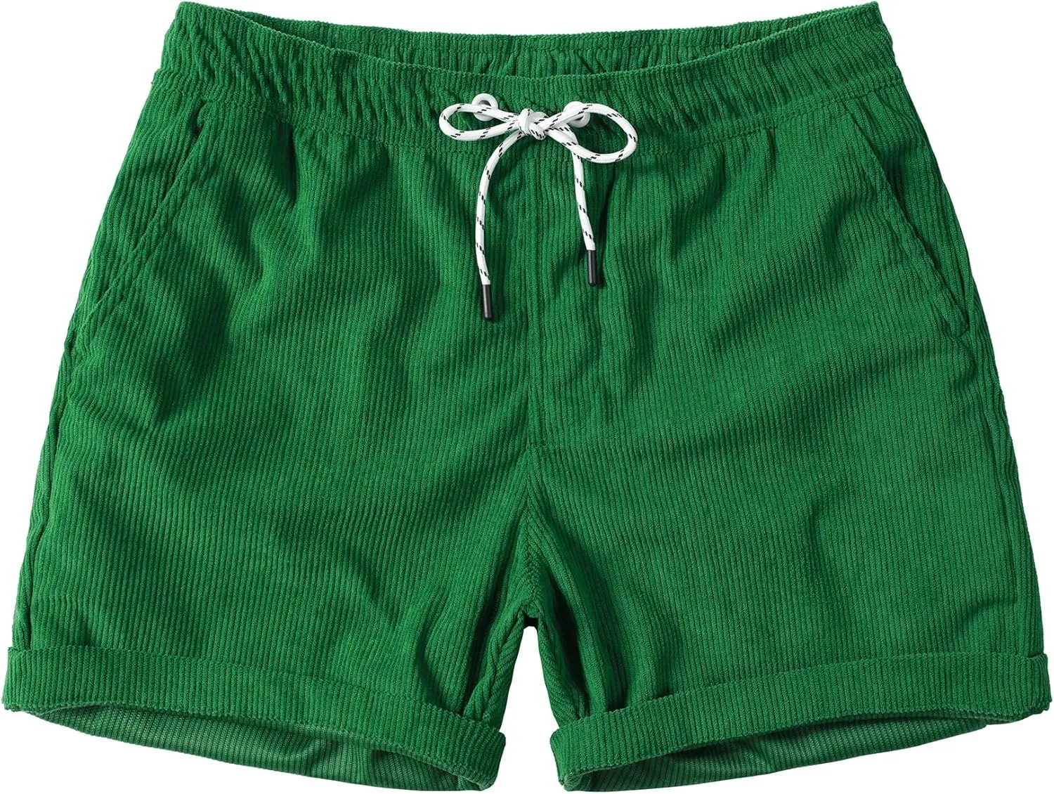 Men's Casual Drawstring Corduroy Shorts Elastic Waist Summer Shorts with Pocket