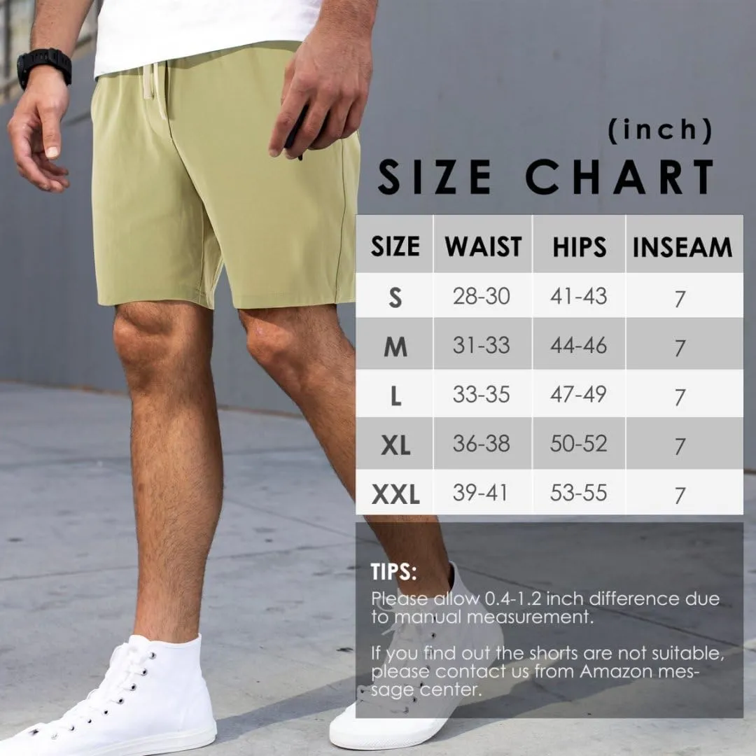 Men's Casual Shorts Elastic Waist Drawstring Lightweight Outdoor Summer Beach Shorts with Pockets Hiking Shorts