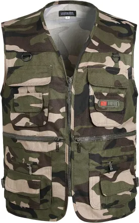 Mens Fishing Vest Summer Outdoor Work Safari Travel Photo Vest with Multi Pockets