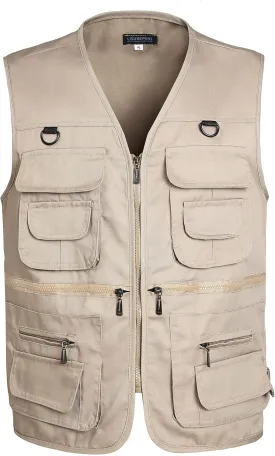 Mens Fishing Vest Summer Outdoor Work Safari Travel Photo Vest with Multi Pockets