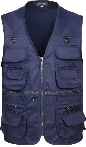 Mens Fishing Vest Summer Outdoor Work Safari Travel Photo Vest with Multi Pockets