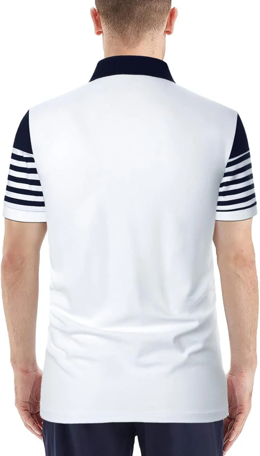 Mens Polo Shirts Long/Short Sleeve Striped Casual Slim Fit Golf Polo Contrast Color Summer Cotton T-Shirts