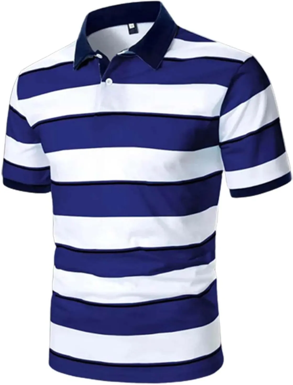 Mens Resort Wear 2025 Muscle Fit Gym Short Sleeve Performance Striped Top Slim Fit Office Casual Fitness Clothing
