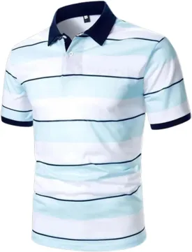 Mens Resort Wear 2025 Muscle Fit Gym Short Sleeve Performance Striped Top Slim Fit Office Casual Fitness Clothing