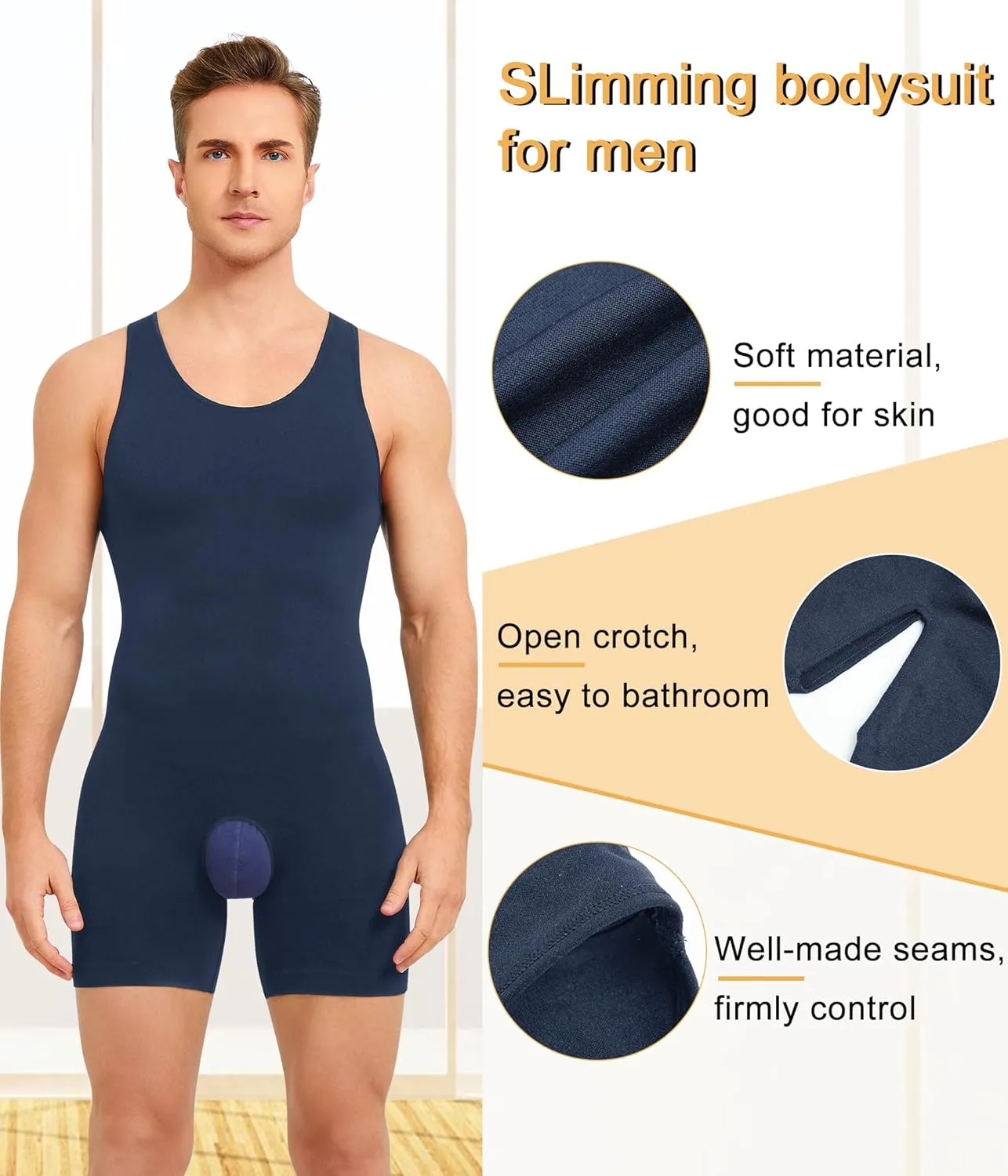 Mens Sleeveless Full Body Shaper Underwear Slimming Compression Bodysuit Shapewear Tummy Control Fajas Para Hombres