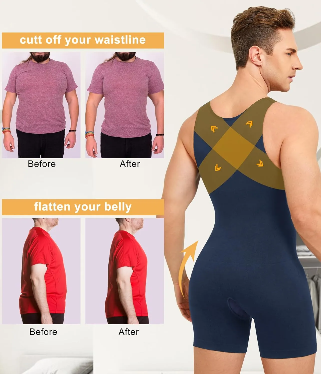 Mens Sleeveless Full Body Shaper Underwear Slimming Compression Bodysuit Shapewear Tummy Control Fajas Para Hombres