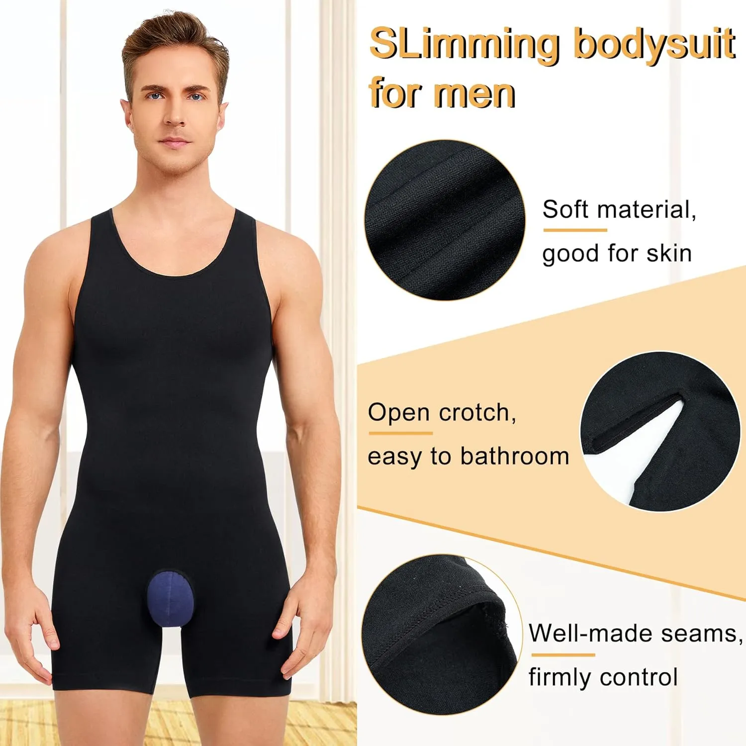 Mens Sleeveless Full Body Shaper Underwear Slimming Compression Bodysuit Shapewear Tummy Control Fajas Para Hombres