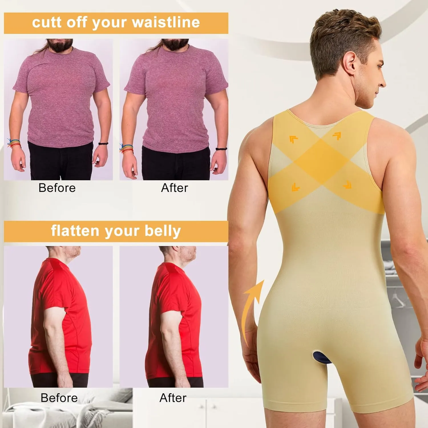 Mens Sleeveless Full Body Shaper Underwear Slimming Compression Bodysuit Shapewear Tummy Control Fajas Para Hombres