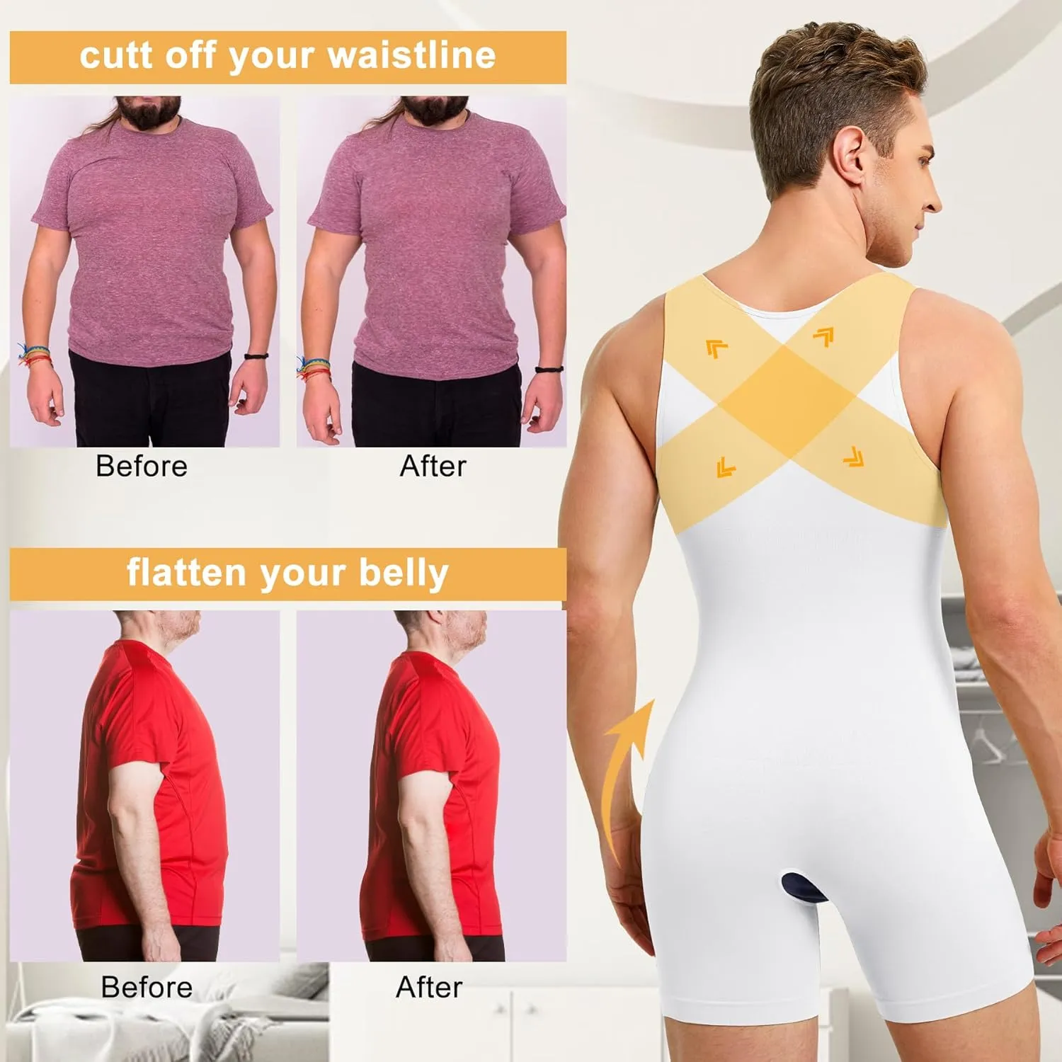 Mens Sleeveless Full Body Shaper Underwear Slimming Compression Bodysuit Shapewear Tummy Control Fajas Para Hombres