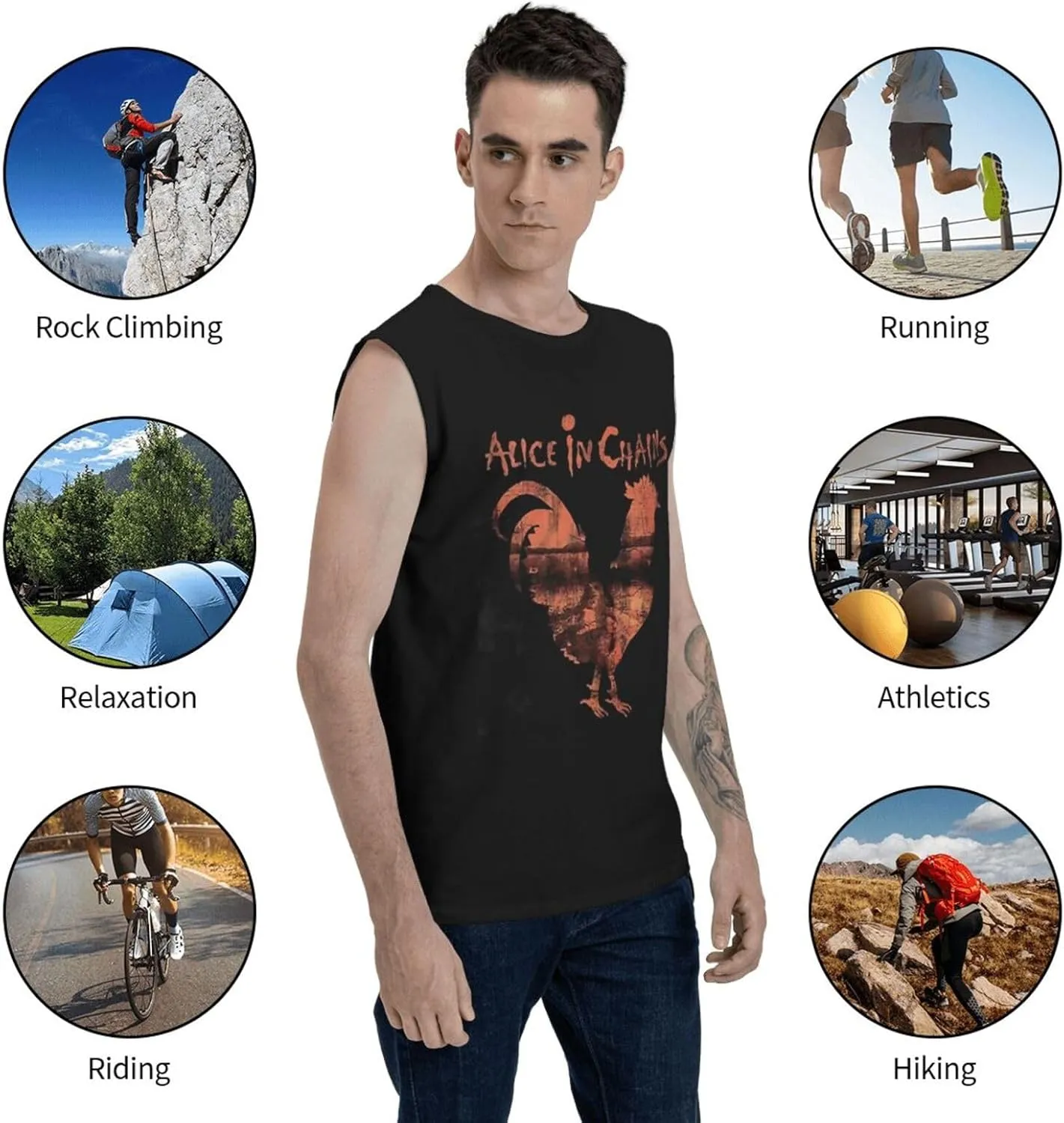 Mens Vest Sleeveless Workout Tanks Tops Tee Cotton Round Bodybuilding Neck Fashion Sportswear Tank Vest