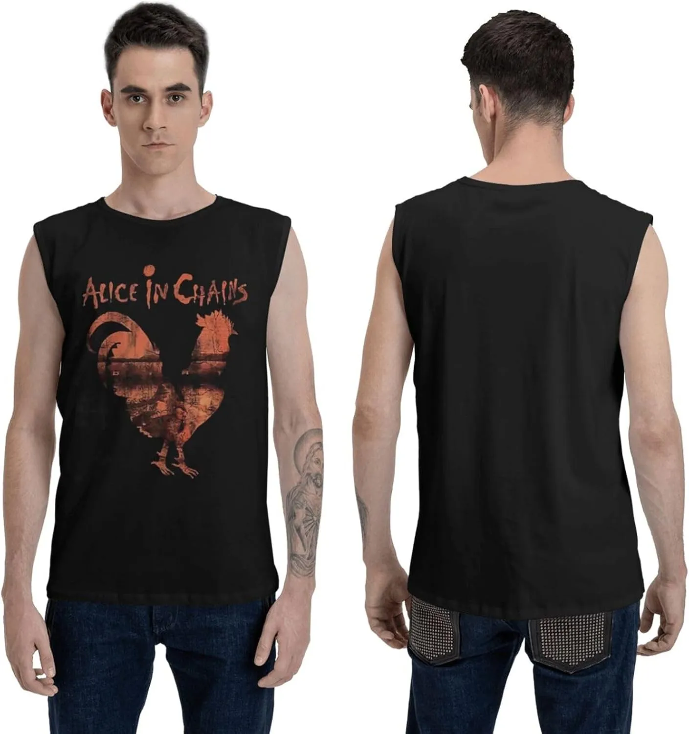 Mens Vest Sleeveless Workout Tanks Tops Tee Cotton Round Bodybuilding Neck Fashion Sportswear Tank Vest