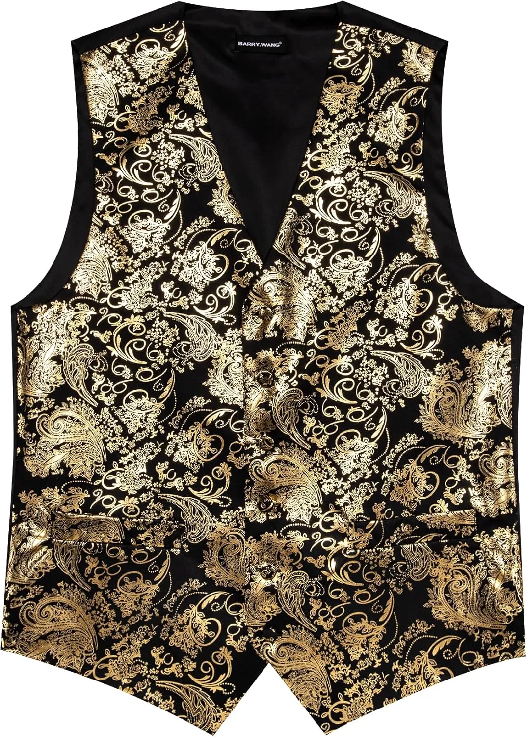 Mens Vest Tie Set Shiny Paisley V-neck Floral Waistcoat Necktie Hanky Pin Clip Cufflinks Tuxedo Casual Disco Party