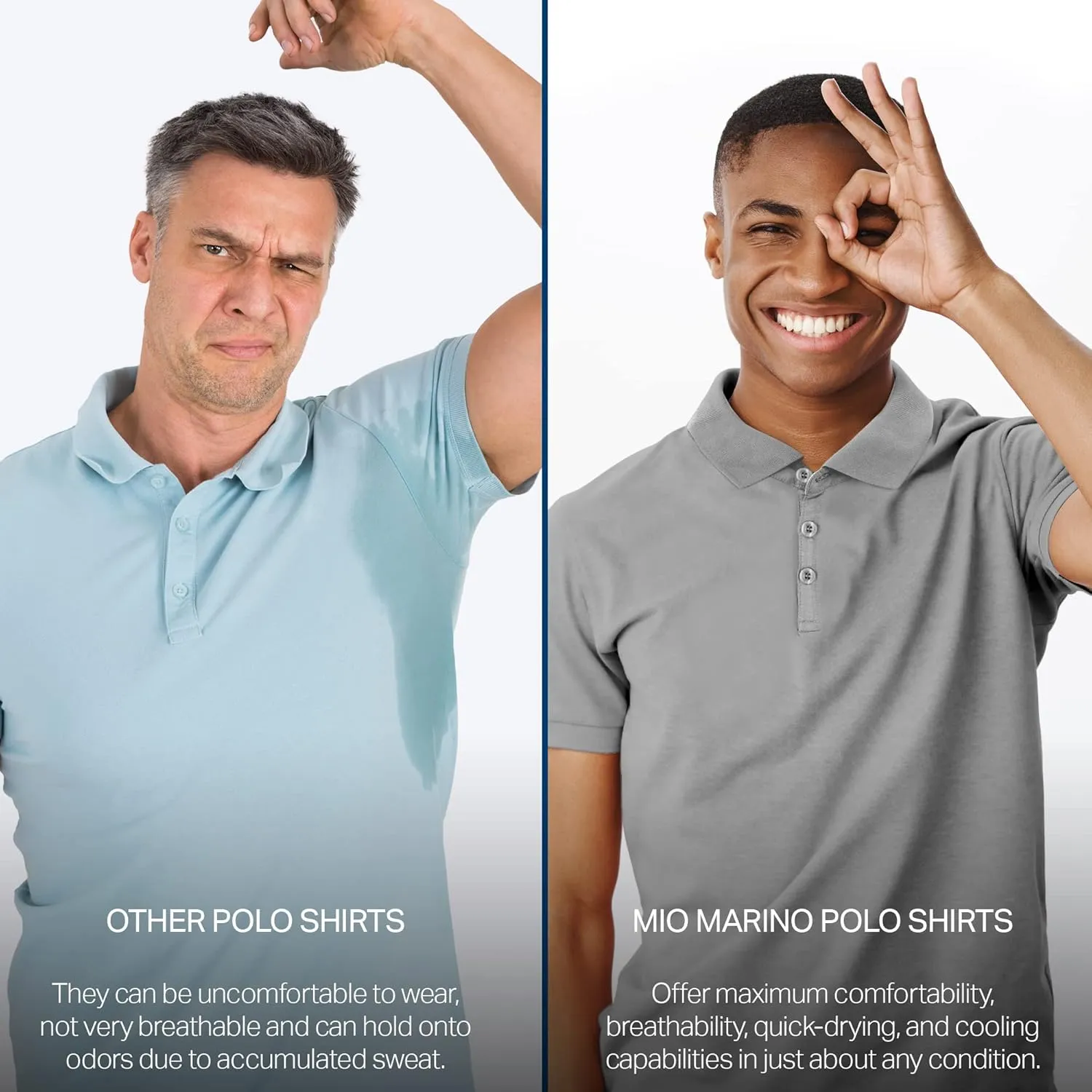 Mio Marino Golf Polo Shirts for Men - Dry Fit - Ultra-Thin Breathable Fabric