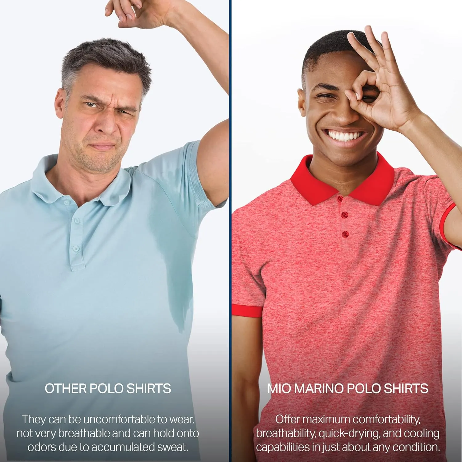 Mio Marino Golf Polo Shirts for Men - Dry Fit - Ultra-Thin Breathable Fabric