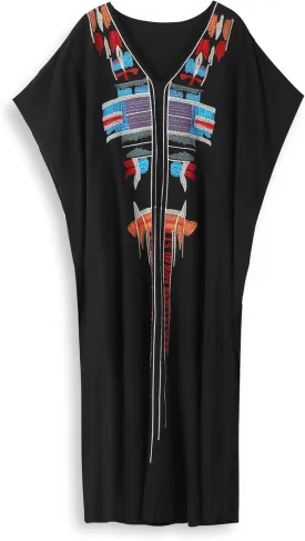Moroccan Kaftan Dresses for Women Plus Size Caftans Loungewear Embroidered Beach Kaftan Cover up mumu House Dress