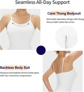 Mosebo Women's Cami Thong Sleeveless Bodysuit Double-Lined Tank Top Slim Fit Stretchy Tank Top, Breathable Fabric