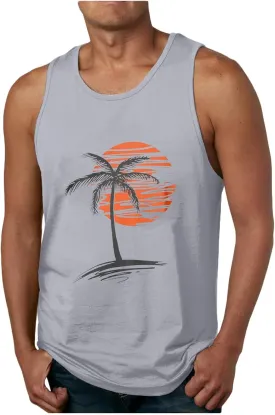 NaRHbrg Palm Tree Tanks Tops for Mens Cool Printed Graphic Sleeveless Tank Top Muscle Shirt for Workout Gym Jogging