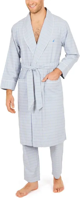 Nautica Men's Long Sleeve Lightweight Cotton Woven Robe