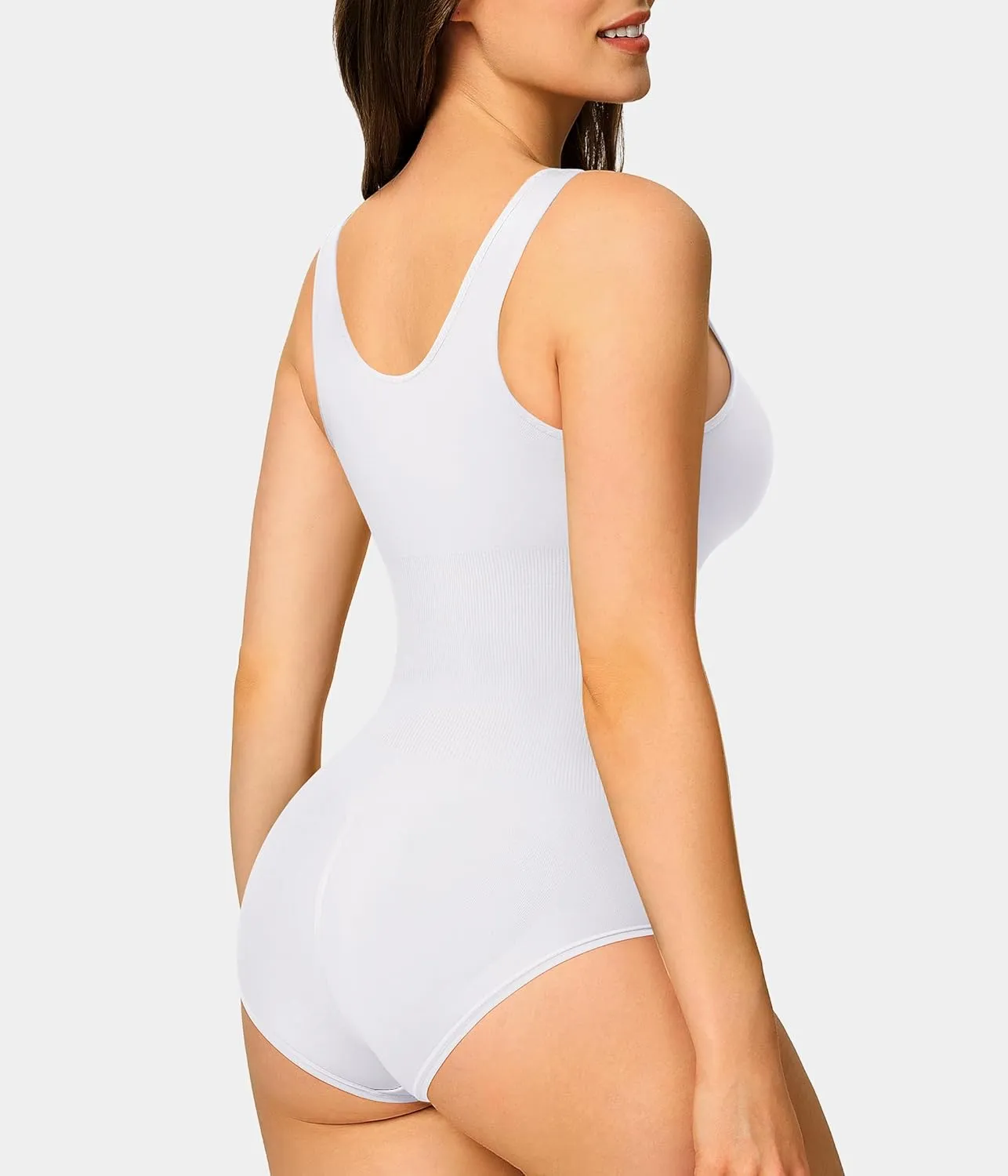 Nebility 2 Piece Shapewear Bodysuit for Women Tummy Control Slim Fit Sleeveless Round Neck Body Suit