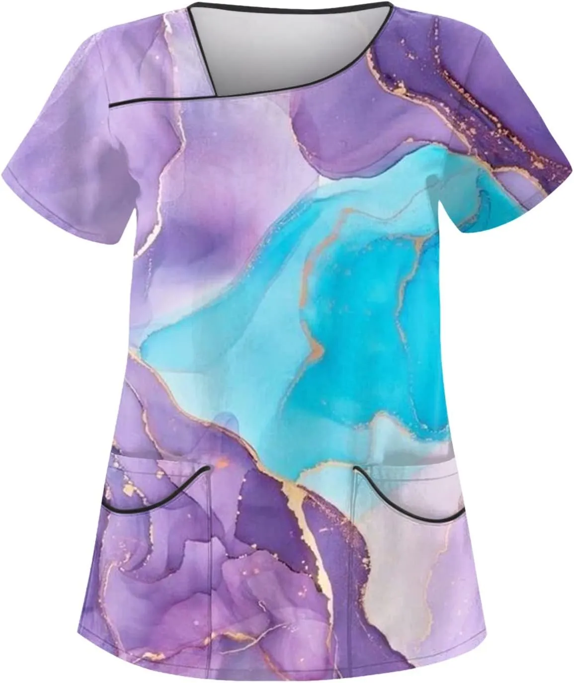 OIOLOYJM Plus Size Scrubs for Women Nurse Gifts Printed Tops Medical Nursing Stretchy Shirts