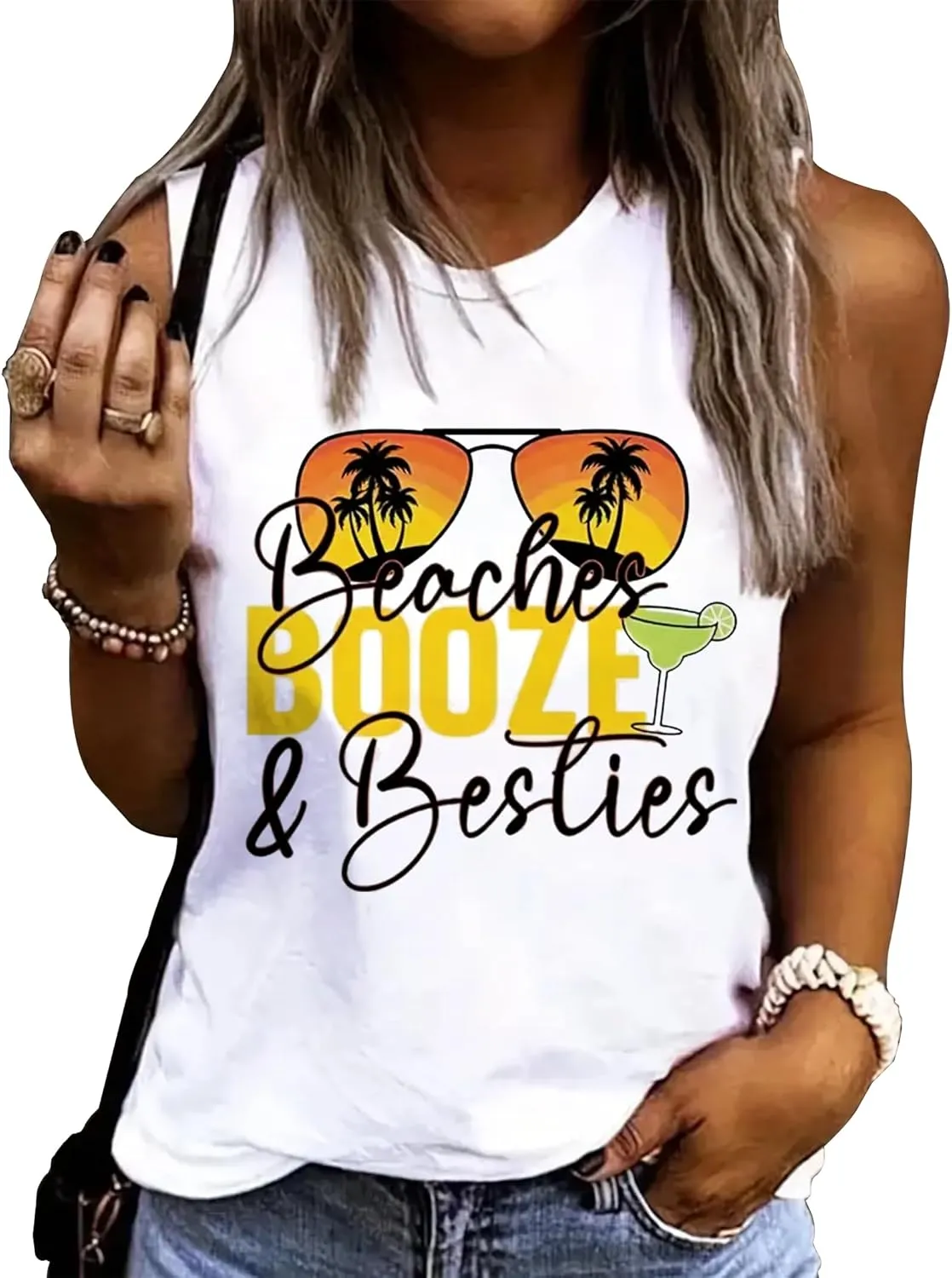 On Cruise Time Coconut Tree Tank Tops for Women Summer Vacation Sleeveless Shirts Casual Beach Praty Graphic Tees Vest
